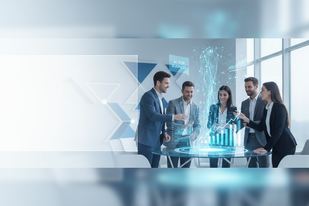 maker an optimal picture for hero section for company selling ai courses to businesses to help and educate and make their businesses more efficient with ai